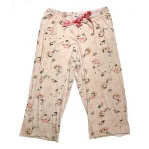Betty Boop Y2K Pajama Pants Pink Parasol Sweet Floral Satin Ribbon Women's 2X